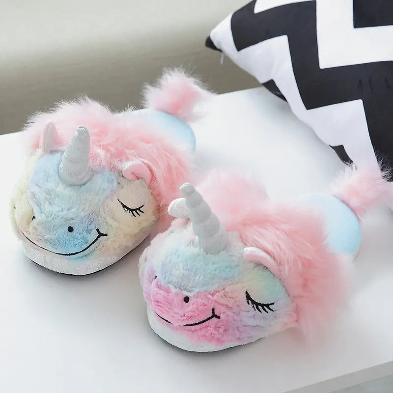 Unicorn Plush Cotton Slippers for Kids – Indoor Comfort