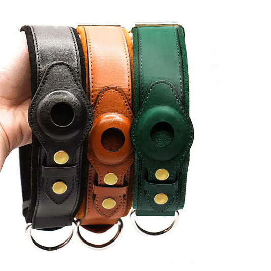 Genuine Leather Cat Collar with Tracker – Safe & Stylish