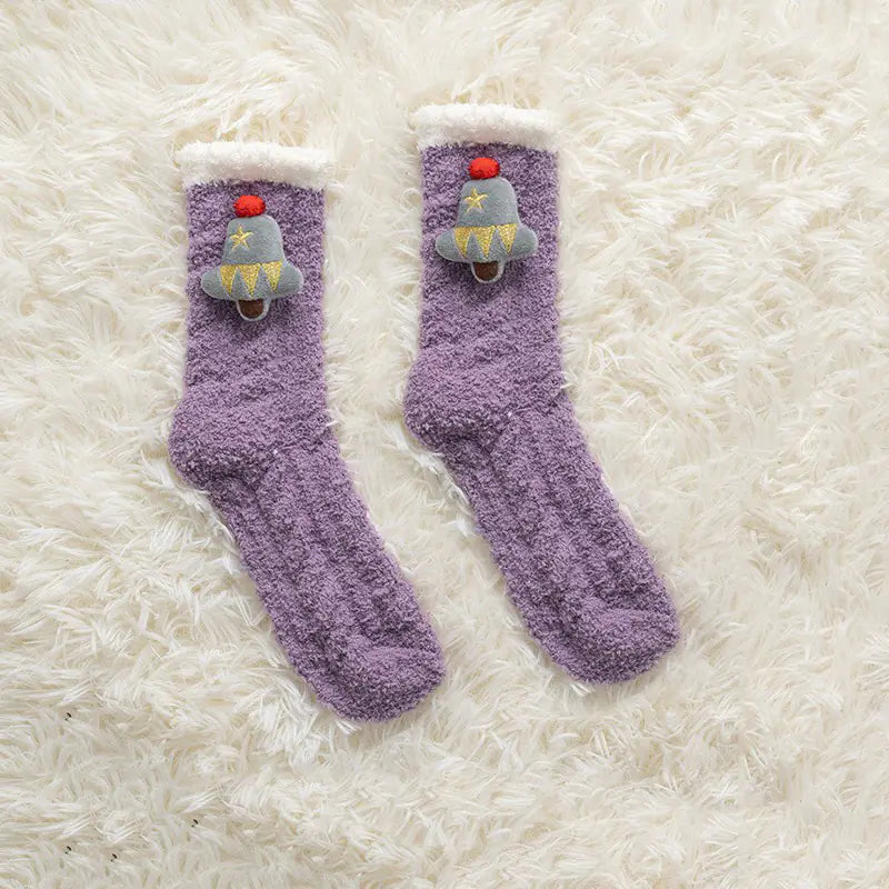 Thick Coral Fleece Christmas Socks for Women – Warm & Cozy