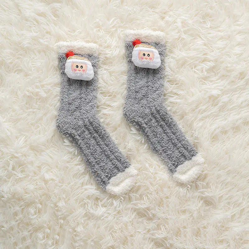 Thick Coral Fleece Christmas Socks for Women – Warm & Cozy