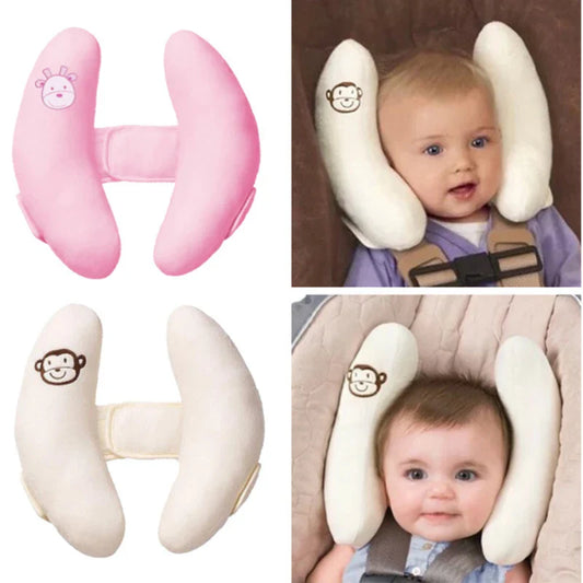 "Banana Neck Pillow – Baby Stroller Head & Neck Support with Cartoon Flower"