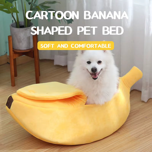 NatureMan Banana Shaped Pet Bed – Large, Soft & Cozy