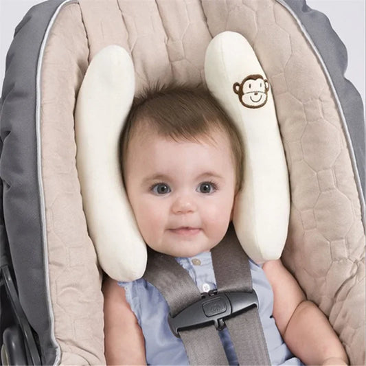 "Banana Neck Pillow – Baby Stroller Head & Neck Support with Cartoon Flower"