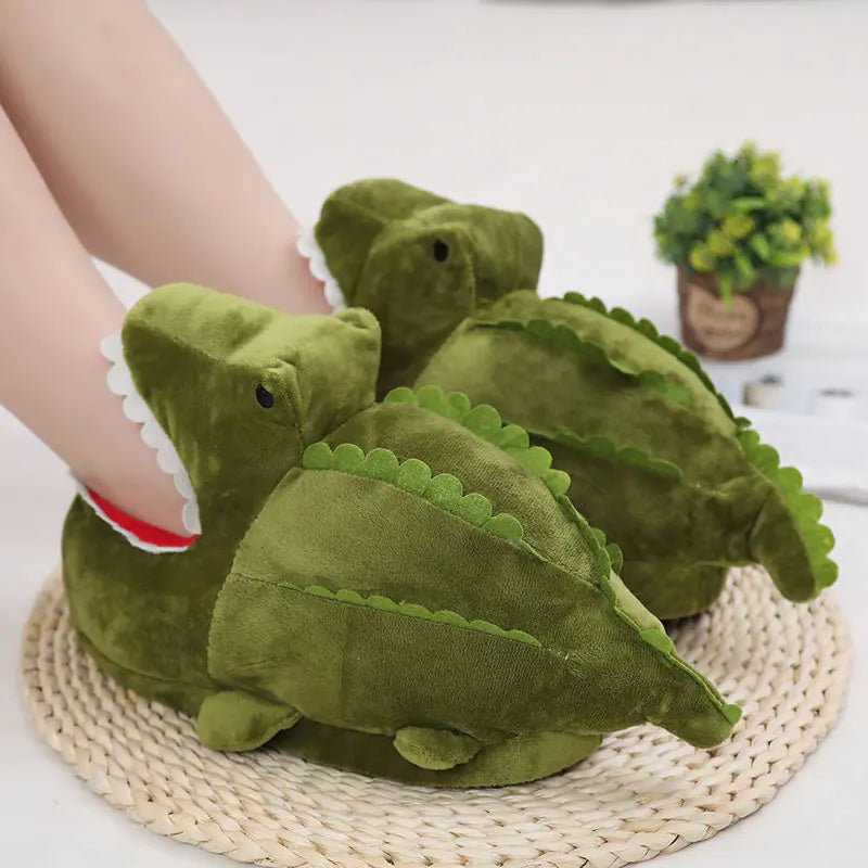 Dinosaur Plush Cotton Indoor Slippers – Soft & Fun