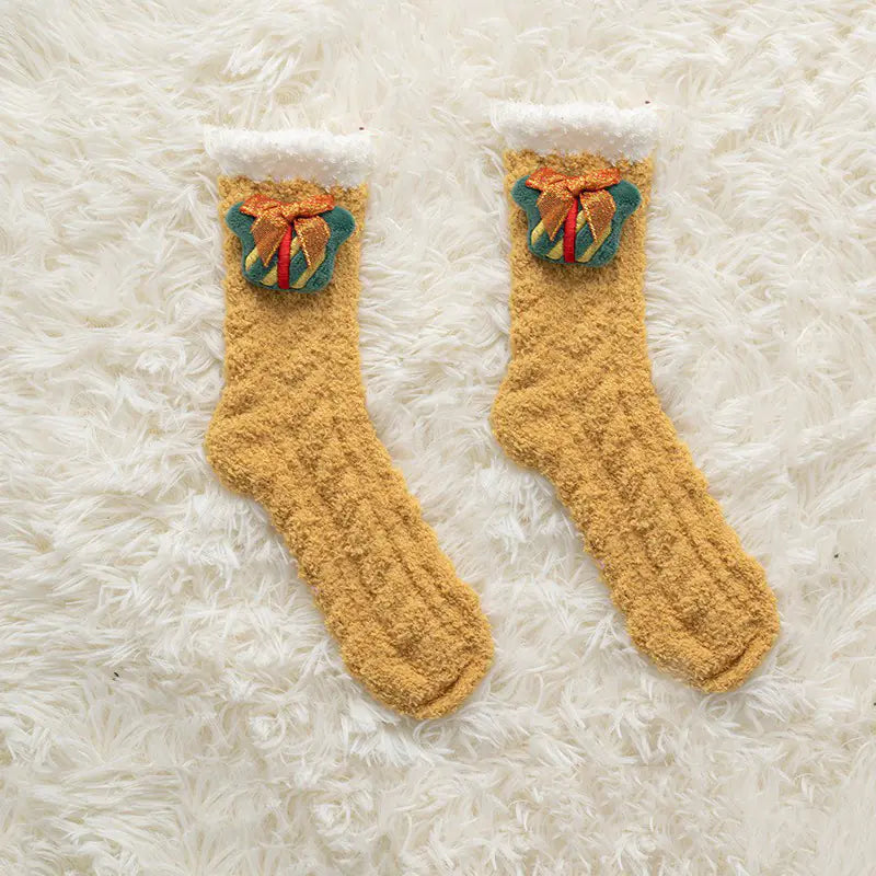 Thick Coral Fleece Christmas Socks for Women – Warm & Cozy