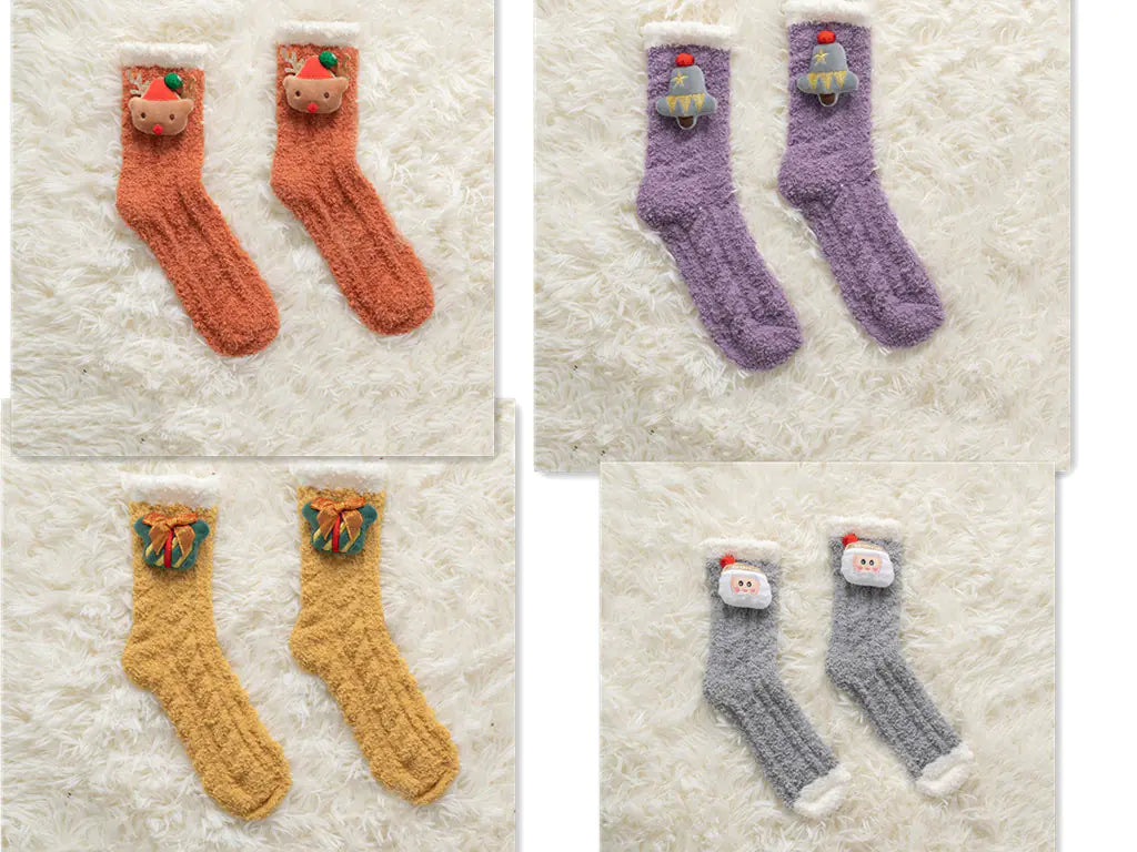 Thick Coral Fleece Christmas Socks for Women – Warm & Cozy