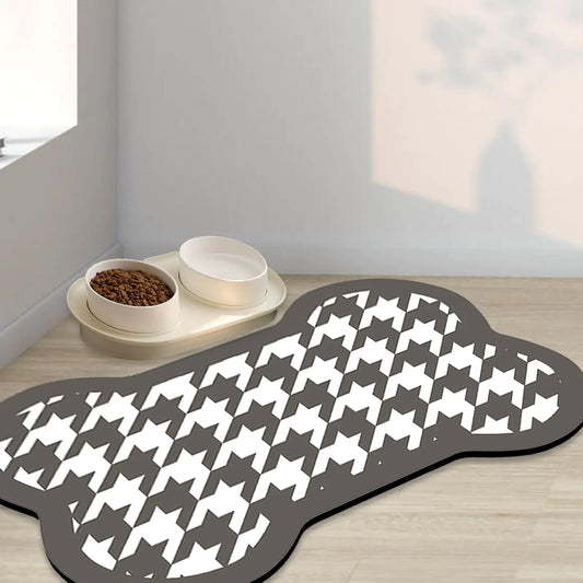 Absorbent Pet Bowl Mat – Non-Slip, Dark Gray 12×20"