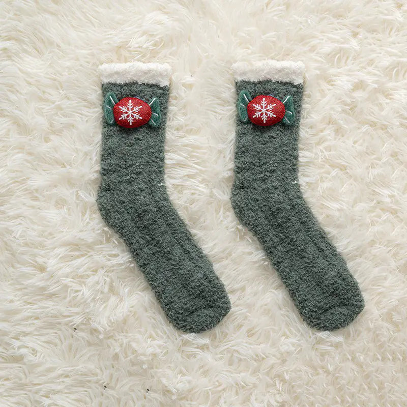 Thick Coral Fleece Christmas Socks for Women – Warm & Cozy