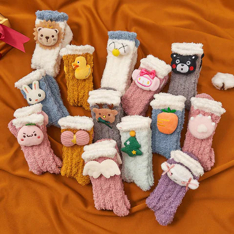 Thick Coral Fleece Christmas Socks for Women – Warm & Cozy