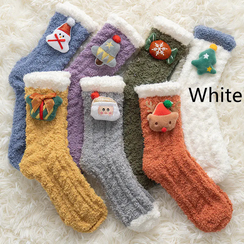 Thick Coral Fleece Christmas Socks for Women – Warm & Cozy