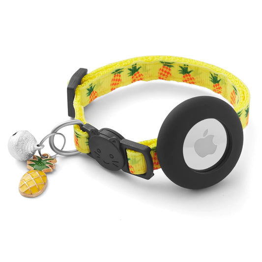 LAFAYI AirTag Cat Collar – Breakaway with Bell & Pineapple Charm