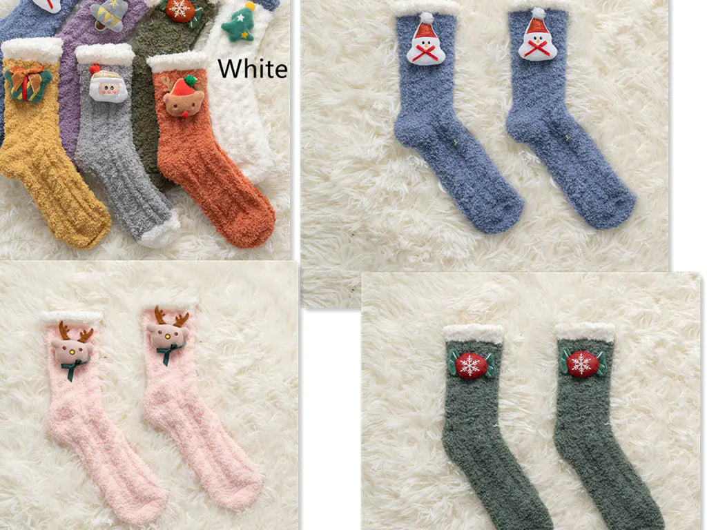 Thick Coral Fleece Christmas Socks for Women – Warm & Cozy